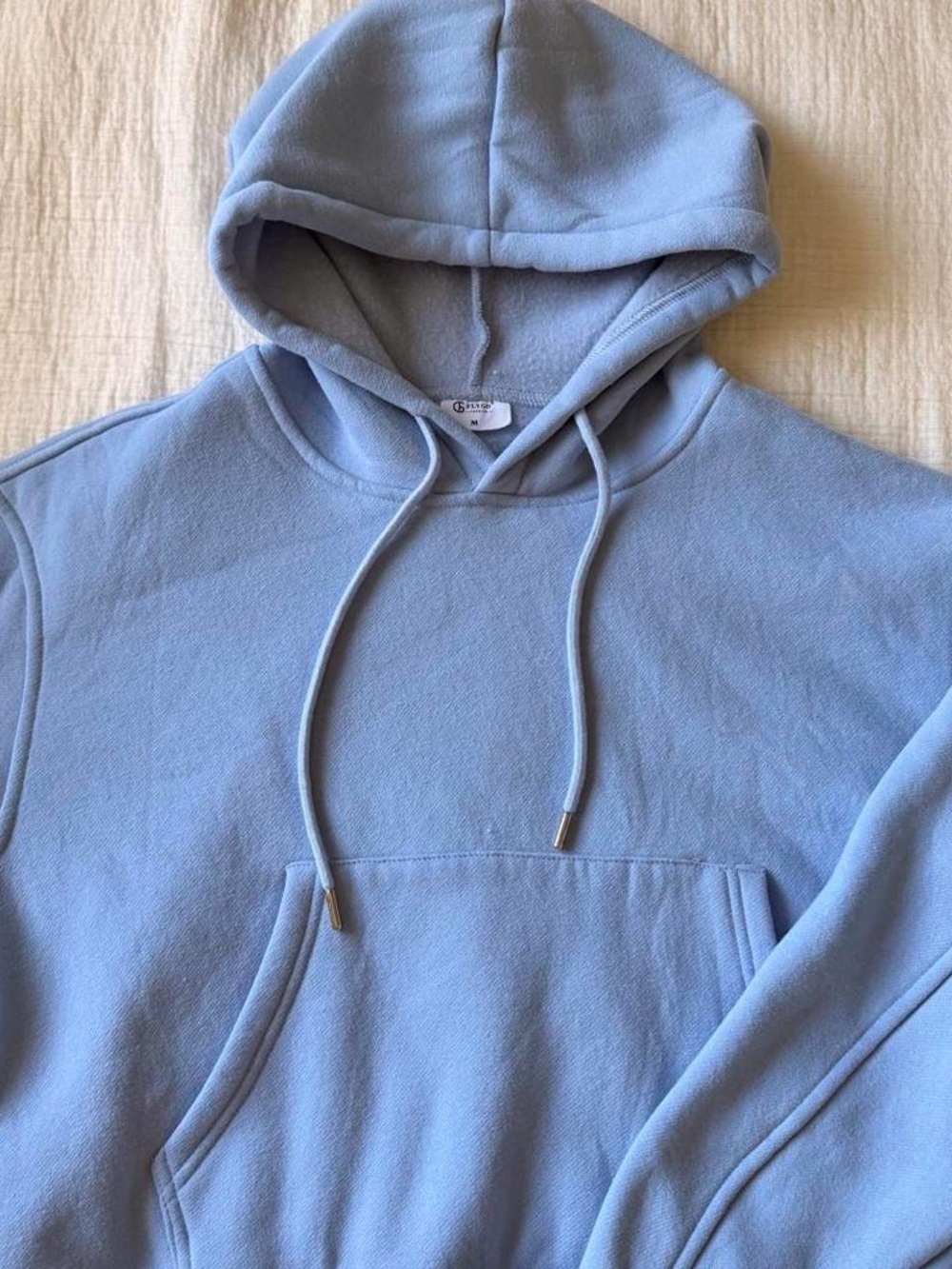Light Blue Hooded Pullover Sweatshirt